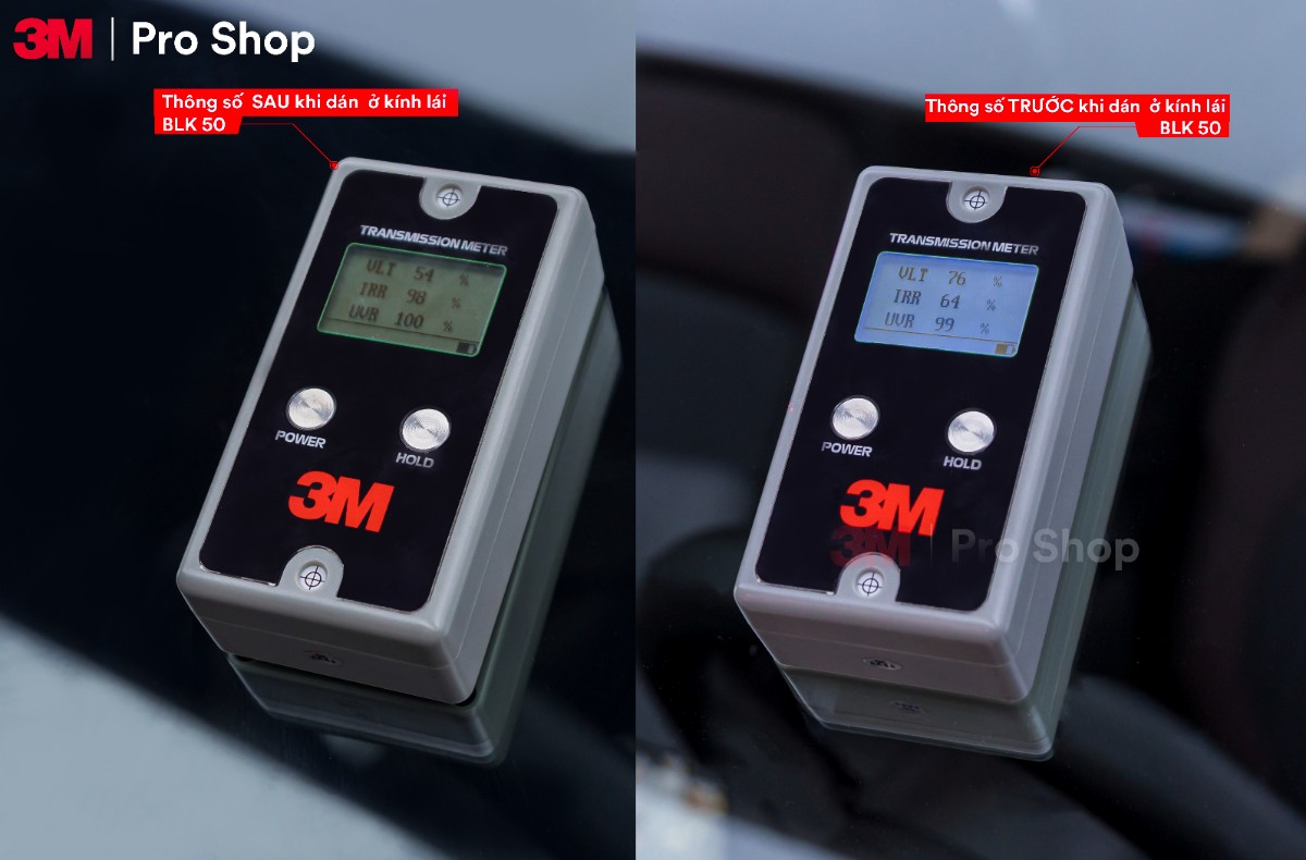So sánh kết quả máy đo kính lái trước và sau khi dán CR BLK 50