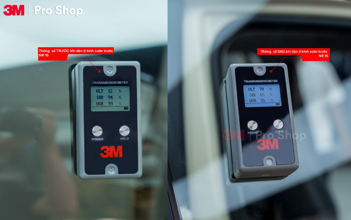 So sánh máy đo kính sườn trước trước và sau khi dán NR 15