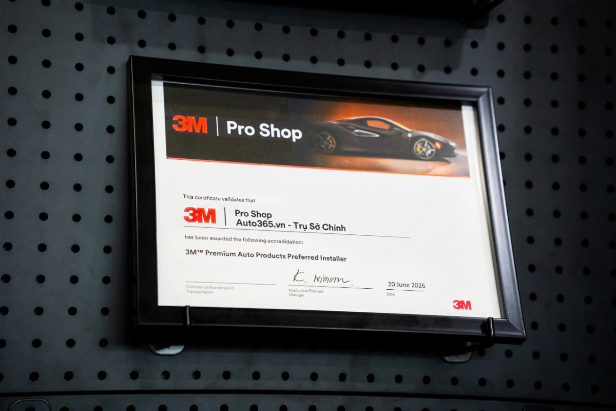 Chứng nhận 3M Premium Auto Products Preferred Installer cấp cho Auto365.vn Trụ Sở Chính