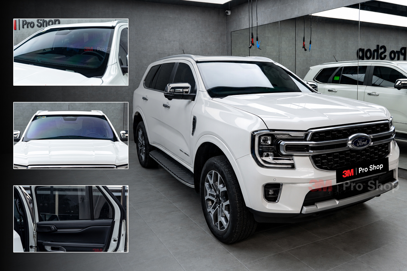 Ford Everest trắng dán phim 3M Crystalline CR BLK 50 tại Auto365 3M Pro Shop