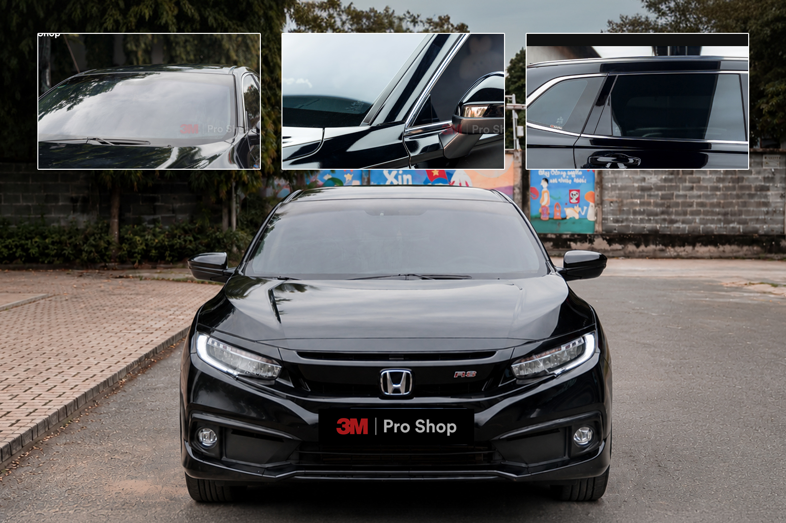 Honda Civic RS dán phim 3M kính lái CR BLK 40 tại Auto365 3M Pro Shop