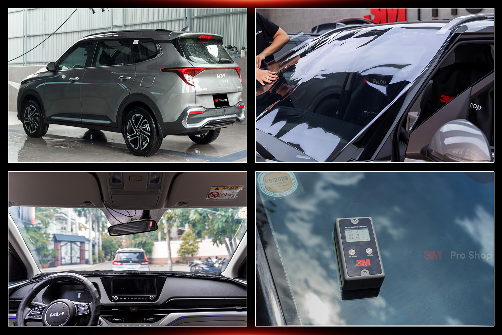 Kia Carens xám dán phim 3M kính lái CR BLK 50 tại Auto365 3M Pro Shop