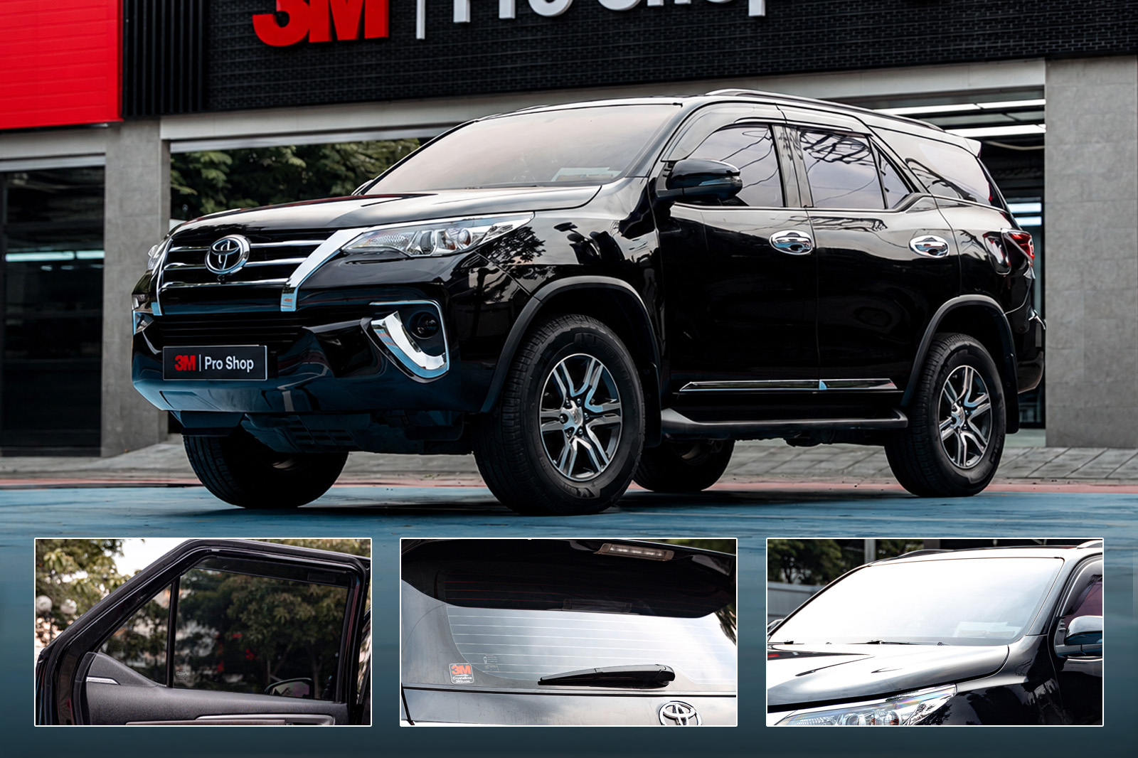 Toyota Fortuner đen dán phim 3M Crystalline CR BLK 40 tại Auto365 3M Pro Shop